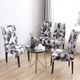 thumbnail image 4 of Stretchy Dining Chair Covers Set of 4, Elastic Kitchen Chair Slipcovers Removable Protective Cover Nonslip for Hotel Dining Room Ceremony Banquet Wedding Party (4 Pack, Black-Graffiti), 4 of 8