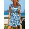 thumbnail image 6 of Cupshe Women's Blue Tropical Ruffled Mini Dress, Size S-XL, 6 of 6