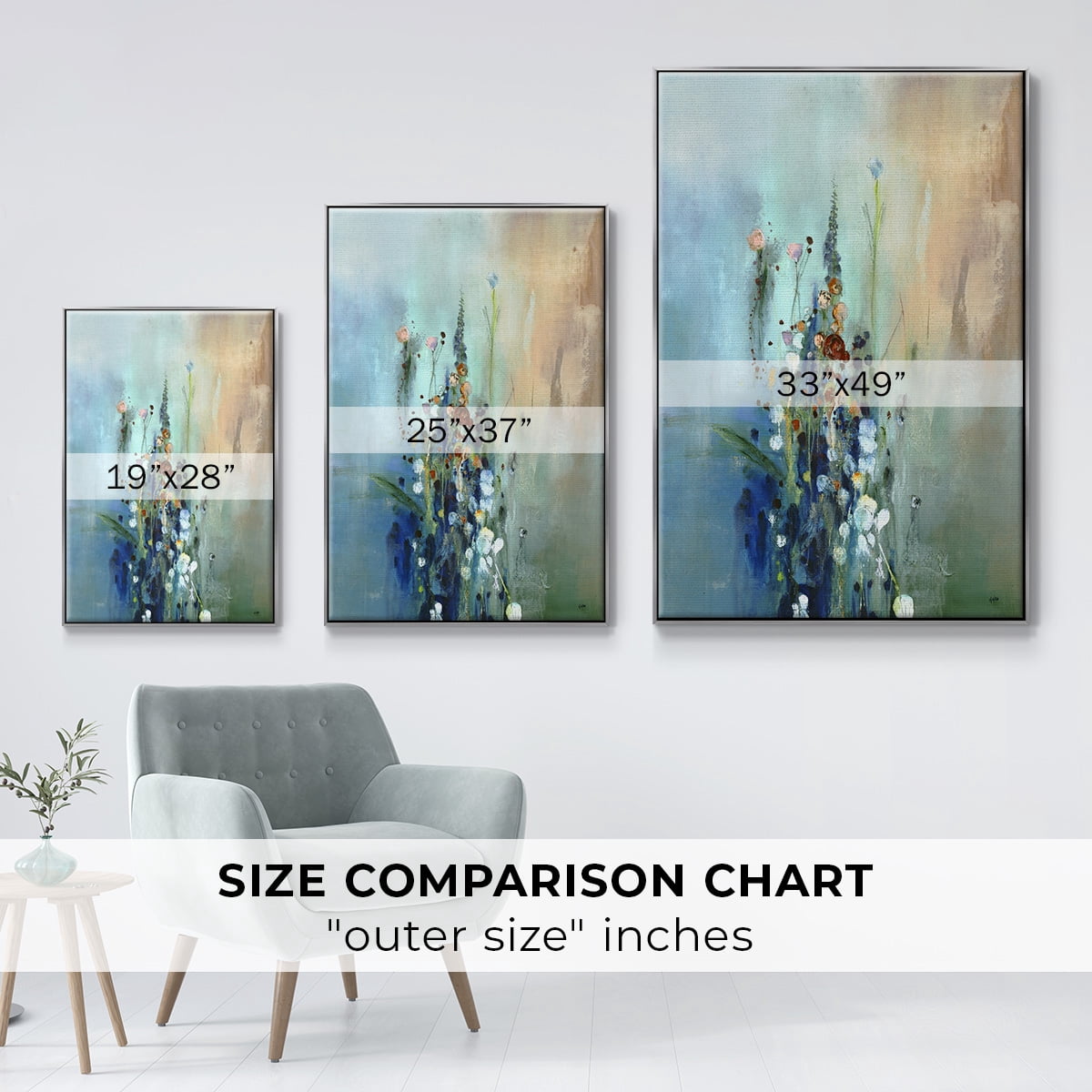 Current Air I Framed Premium Gallery Wrapped Canvas - Ready to Hang - 27 x 41 - Silver Floating Frame