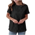 thumbnail image 1 of Liquidation! Hauts Grande Taille pour Femmes, Blouse à Manches Courtes d'Été pour Femmes, Haut Décontracté Uni à Col Rond et Manches Courtes pour Femmes, 1 of 5