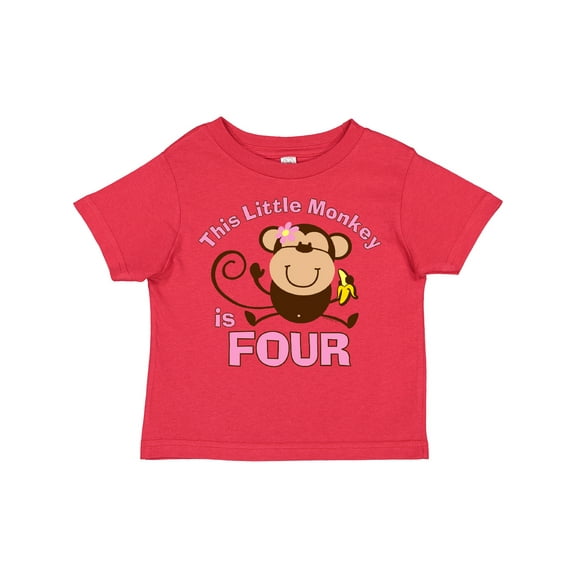 Inktastic Little Monkey Girl 4th Birthday Girls Toddler T-Shirt