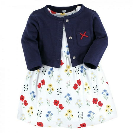 UPC: 0660168166736 | Hudson Baby Baby and Toddler Girl Cotton Dress and Cardigan Set Wildflower 0-3 Months