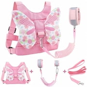 Toddler Leash Anti Lost Wrist Link, Butterfly Kids Safety Harness with 49 Steel Wires for Girls, Walking Wristband Belt for Baby Travel Outdoor Airport Mall Zoo