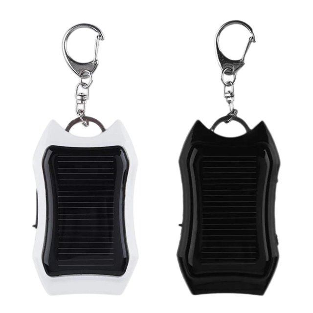 Escalada Llavero Banco de energía USB Teléfono celular Banco de energía solar con luz LED (Negro)