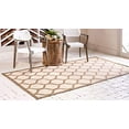 thumbnail image 3 of Unique Loom Trellis Collection Lattice Border Transitional Indoor and Outdoor Flatweave Area Rug, 2' 2" x 3', Brown/Beige, 3 of 5
