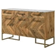thumbnail image 6 of Keaton 3-door Marble Top Herringbone Accent Cabinet Natural, 6 of 15