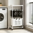 thumbnail image 1 of Amzcrzy Plastics Storage Basket Multi Tiered Laundry Hamper with Sorting Bins Space-Saving Clothes Organizer for Bathroom Laundry Room Balcony Multi Compartment Dirty Clothes Storage Rack, 1 of 6