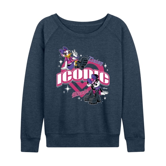 Disney - Minnie Daisy Y2K Women's Lightweight French Terry Wide Neck Long Sleeve Graphic Shirt