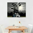 thumbnail image 2 of JRXY  Black and White Golf Canvas Wall Art Golf Course at Sunset Landscape Pictures Painting Print Golfing Sports Artwork Decor for Living Room Gym Framed 20x16in, 2 of 4