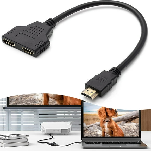 HD-Cable Splitter Adapter Cable HDMI-Compatible for HDTV, Support Two TVs at The Same Time, Signal One in, Two Out