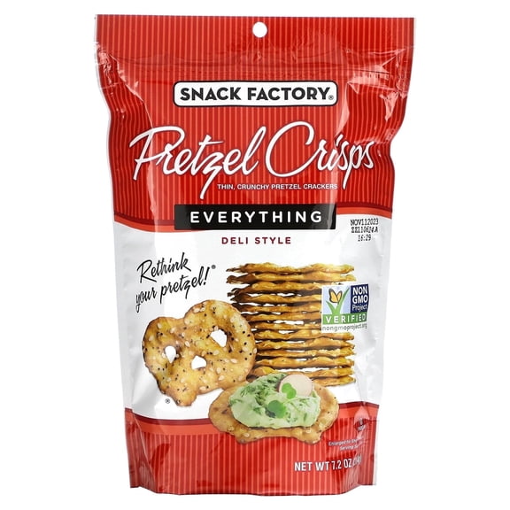 Snack Factory, Pretzel Crisps, Everything, Deli Style, 7.2 oz (204 g) Pack of 3