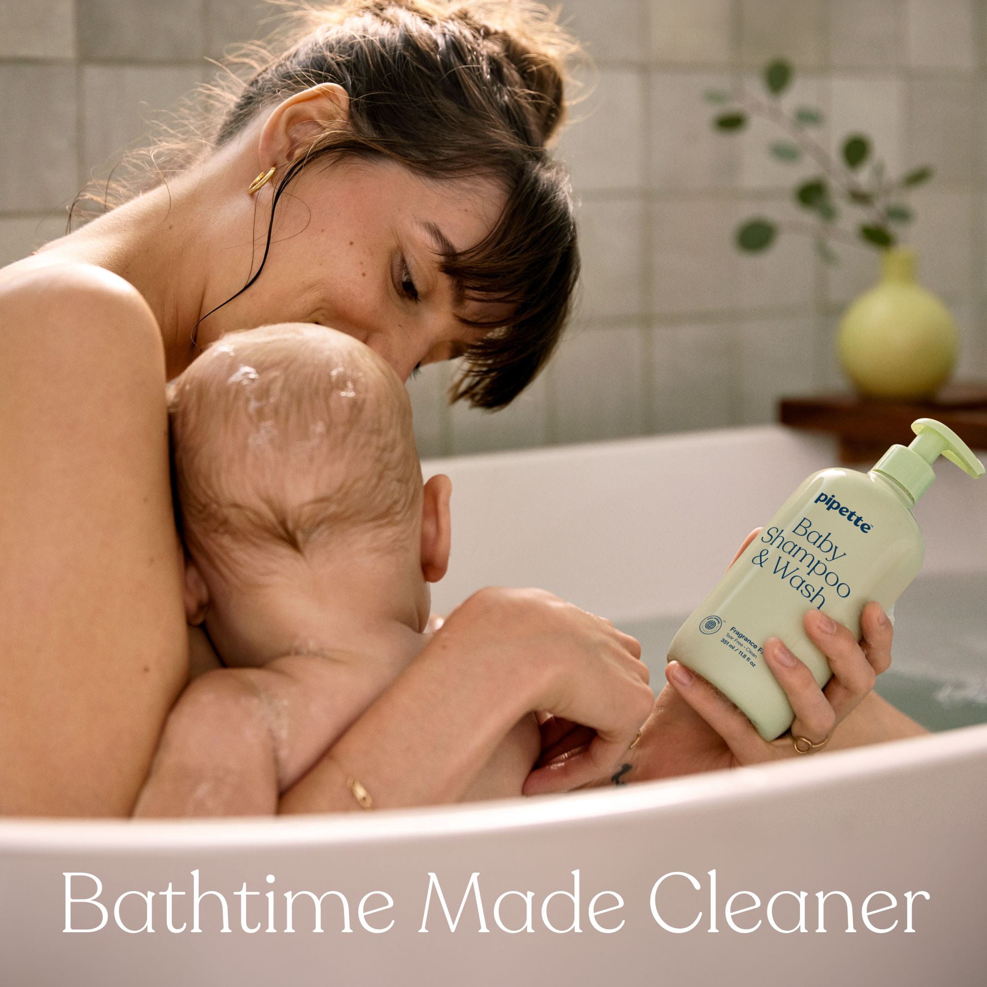 (4 pack) Pipette Tear-Free Baby Shampoo and Wash, Fragrance-Free, 11.8 fl oz