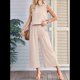 thumbnail image 4 of Conjunto de Dos Piezas de Verano para Mujer: Top Corto Básico Sin Mangas con Cuello Redondo y Pantalones Anchos con Bolsillos Albaricoque L, 4 of 6