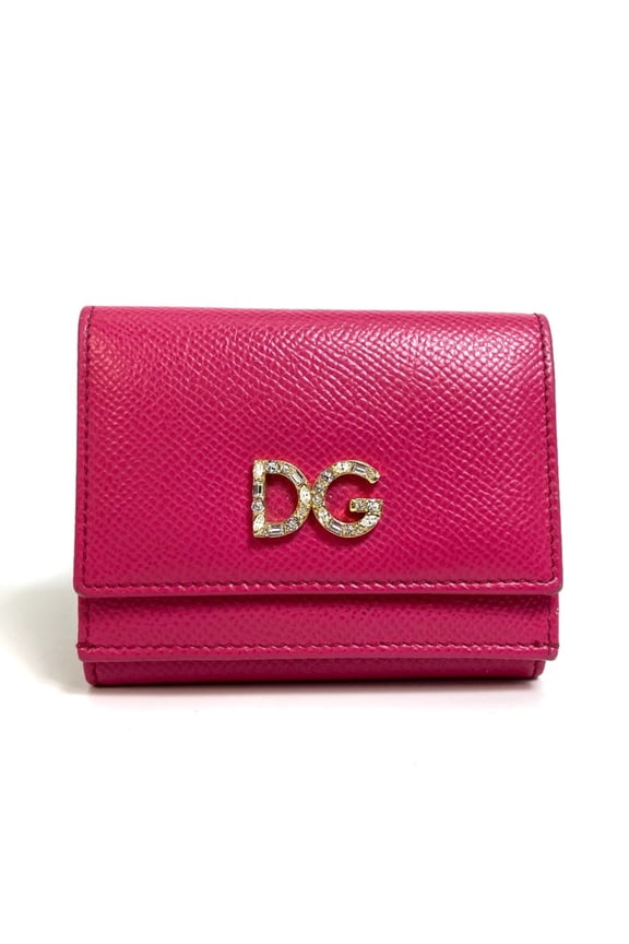 Pre-Owned DOLCE & GABBANA DG Rhinestone Compact Wallet, Tri-fold Leather, Women's,... (Good)