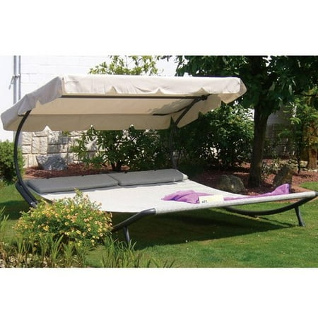 Abba Patio Outdoor Portable Double Chaise Lounge with Sun ...