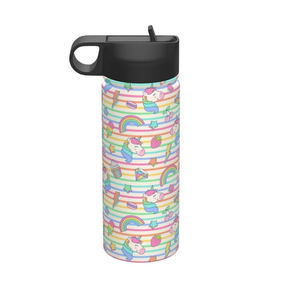 Goofa Cute Unicorn for Insulated Kettle 18oz Water Bottle Insulated Tumbler with Handle & Flip Straw - Fits in Cup Holder, Leak Resistant Tumbler