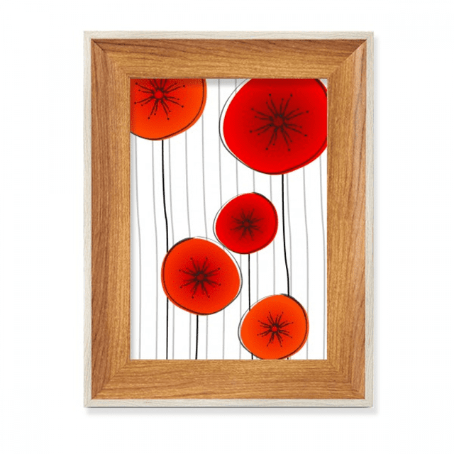 Red Circle Flowers Art Painting Desktop Wooden Photo Frame Display Picture Art Painting Multiple Sets