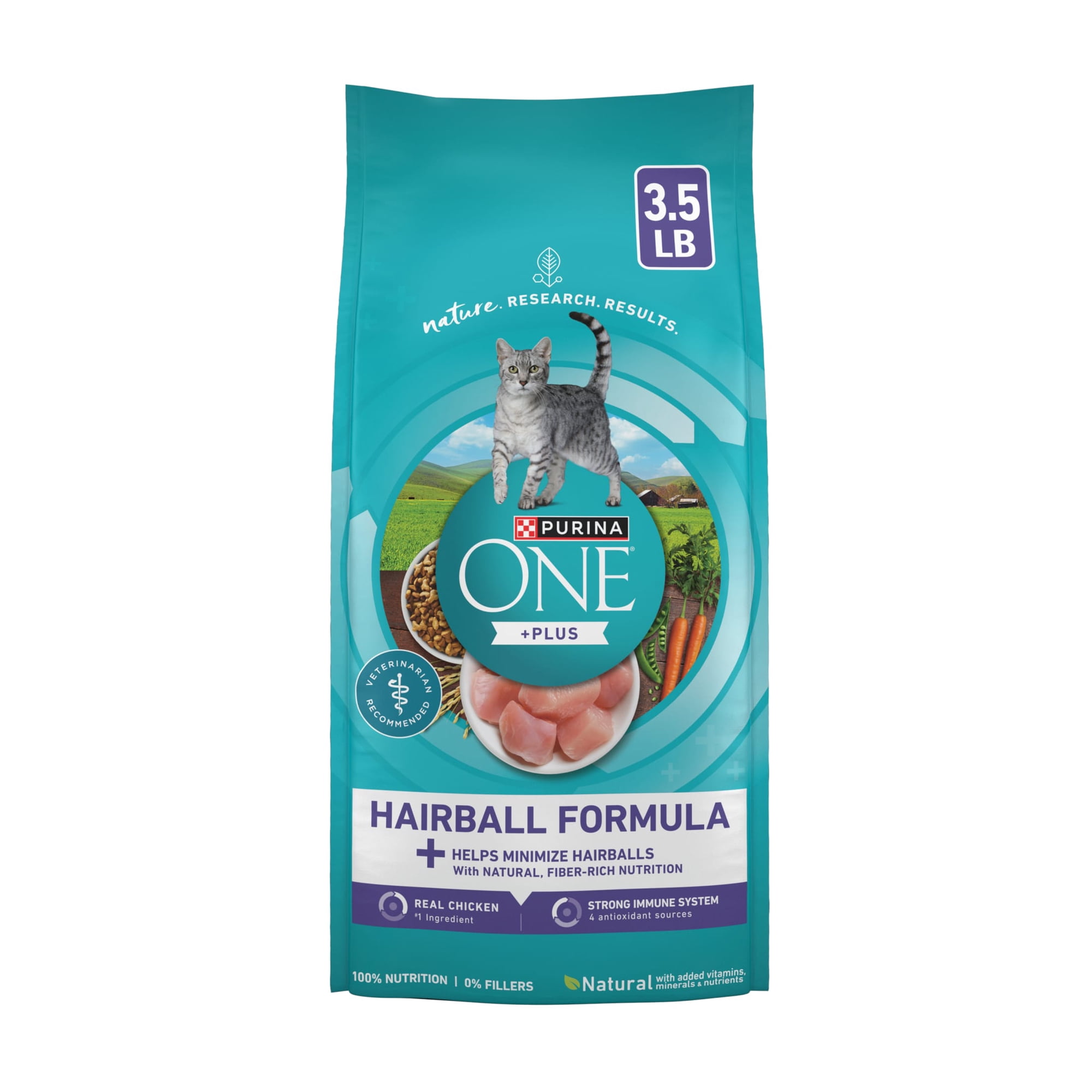 Purina ONE Plus Dry Cat Food Hairball Formula, Natural Chicken, 3.5 lb Bag