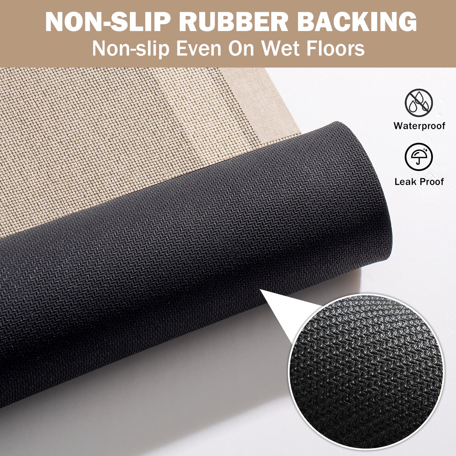 QiCaiJia Non Slip Bathroom Rugs, Absorbent Quick Dry Thin Bath Mat With Rubber Backing For Bathroom Floor Fit Under Door 24"x48" Beige