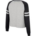 thumbnail image 3 of Women's Colosseum Heather Gray Purdue Boilermakers I'm Gliding Here Raglan Long Sleeve Cropped T-Shirt, 3 of 3