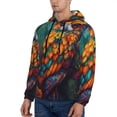 thumbnail image 3 of Uemuo Colorful Owl Forest Pattern Men's Hoodie - Casual Pullover Hoodie with Kangaroo Pocket, Stylish Hooded Sweatshirt for Everyday Wear-Large, 3 of 7
