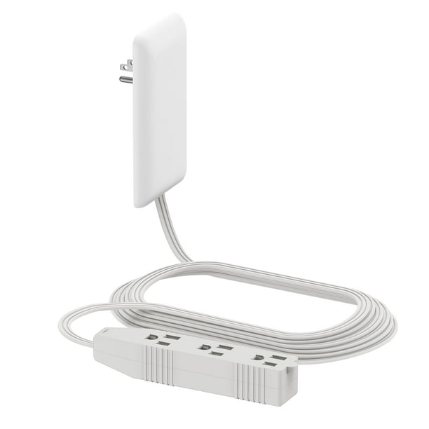 Extensor de salida de cara plana LIDER con 3 receptáculos, enchufe de placa de pared ultrafino con extensor de cable y regleta de 3 salidas
