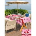 thumbnail image 4 of Outdoor Tablecloth with Umbrella Hole and Zipper, Valentine's Day Rectangle Table Cloth 60x102 Inch Waterproof Tablecloth, Gnomes Loves Roses Romantic Pink Plaid Picnic Table Cover for Patio Camping, 4 of 7