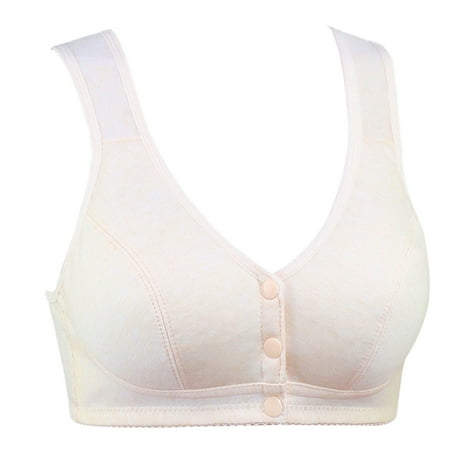 

sebtyili soft cotton front buckle middle aged and elderly underwear women smooth no underwire wide strap vest type new large size bra