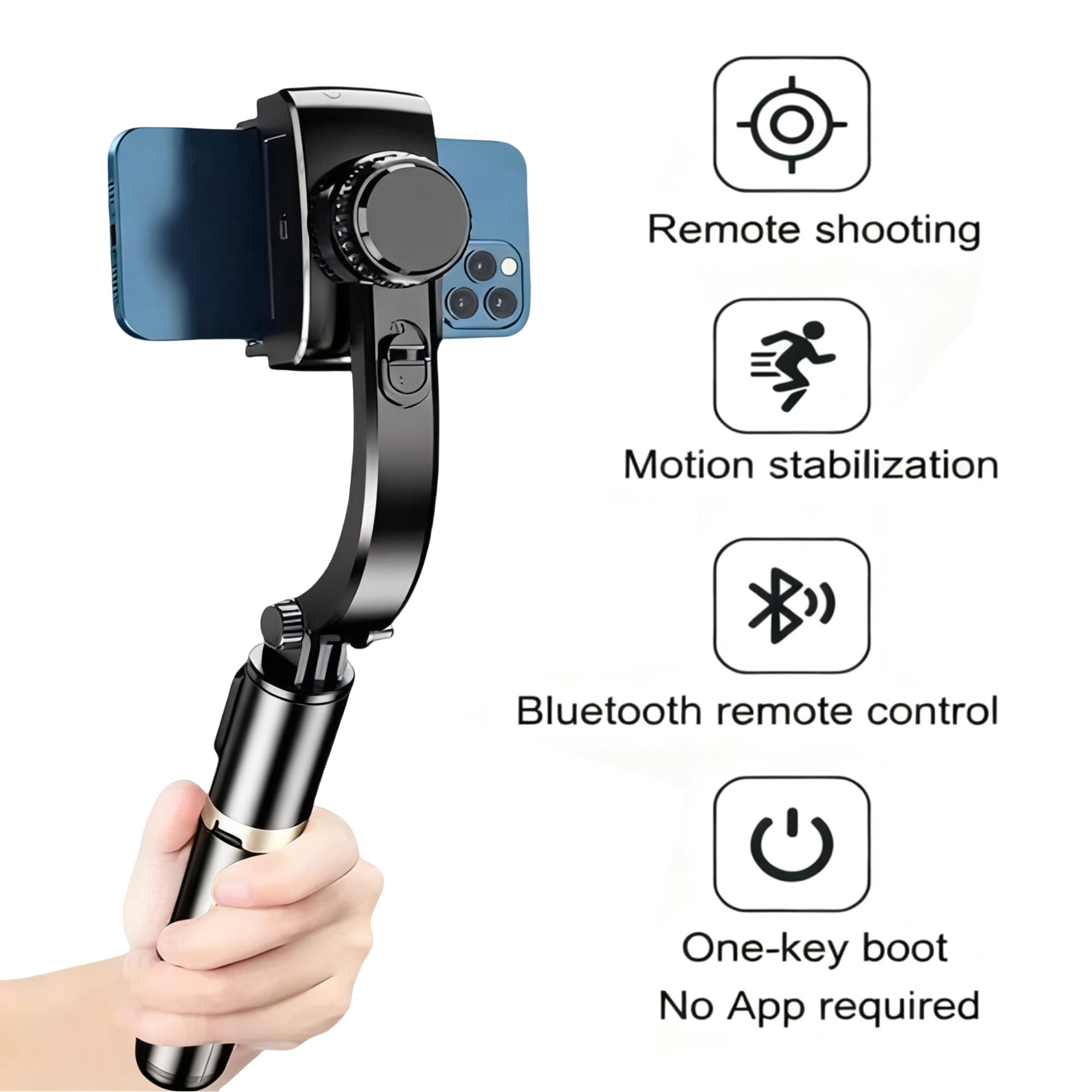 ME 4 in 1 Selfie Stick Gimbal Stabilizer, 360°Automatic Rotation, Auto Balance, Gimbal Stabilizer for Smartphone with Wireless Remote, 1-Axis Phone Gimbal for Vlog, Live Broadcast (Black)