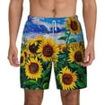 thumbnail image 3 of Uemuo Landscape With Sunflowers Pattern Mens Swim Trunks Quick Dry Board Shorts with Mesh Lining, Stretch Beach Shorts Quick Dry No-Chafing Board Shorts-3X-Large, 3 of 9