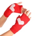 thumbnail image 1 of Women'S Solid Color Heart Pattern Missing Half Finger Warm Knit Gloves, 1 of 3