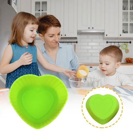 

Usloyux Clearance 7Cm Heart-Shaped Muffin Silicones Cake Molds Food-Grade Non-Stick For Chocolates Ice Cubes Jellies And Desserts – Easy Release & Clean Green