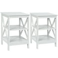 thumbnail image 1 of Gymax 2 Pcs Table de Chevet à 3 Niveaux Table d'Appoint Design en X Étagère de Rangement Salon Blanc, 1 of 10