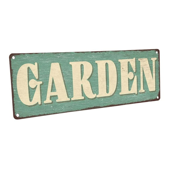 Garden 4"x12" Metal Sign, Wall Décor for Porch, Patio, and Deck