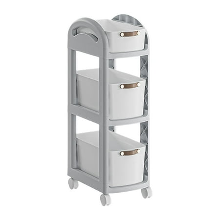 WeiLaiKeQi Rolling Cart on Wheels Fruit Vegetable Basket for Laundry Living Room Layer Gray