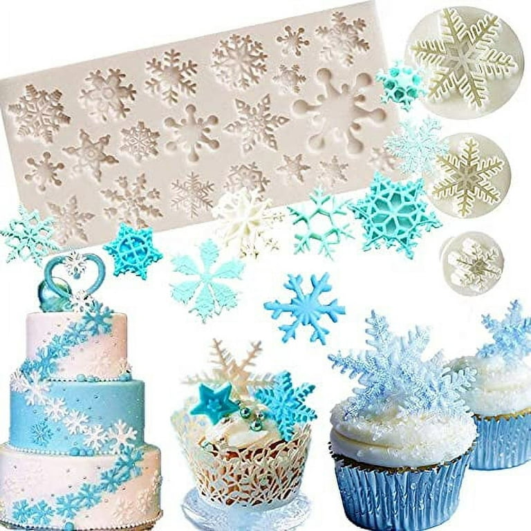 Hollow Snowflake Silicone Mold Chocolate Candy Fondant Mold 3D Embossing  Silicone Mold Cake Fondant Silicone Mold Clay Mould for Cupcake Top Sugar