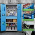 thumbnail image 4 of JAORD Metal Storage Cabinet with 1 Drawer and Pegboards,71" H Top Workbench Mobile Tool Chests Garage Cabinets with 4 Wheels,Tool Cabinets for Home,Office,Shop，Assembly Required, Blue, 4 of 8