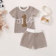 thumbnail image 5 of kaprioy Baby Boy Clothes Toddler Boy 1st Birthday Outfit One Stripe Tee and Shorts 2-Piece Toddler Boy Summer Clothes, 5 of 6
