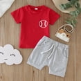 thumbnail image 2 of Youmylove Toddler Boys Short Sleeve Baseball Letter Printed T Shirt Pullover Tops Shorts Outfits Outfit For Boys, 2 of 4