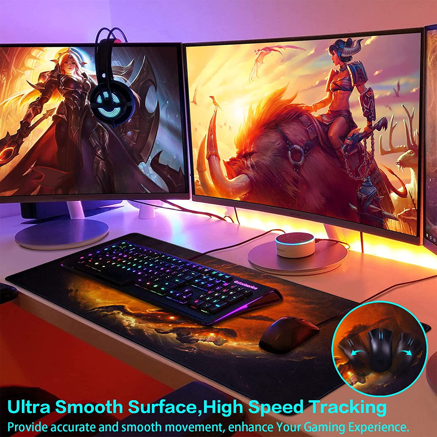 Gaming Mouse Pad, Large Extended Mouse Pad Big Computer Mousepad for Home Office Gaming Work 31.5x15.7inch