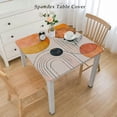 thumbnail image 2 of HAOXIT Rectangle Tablecloth Waterproof & Stainproof Tablecloths, Washable Table Cloth Wrinkle-Free Fabric Table Cover for Dining/Party/Wedding Middle Century Geometric Art Circle 54''x54'', 2 of 7