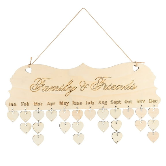 HOMEMAXS  Wooden Calendar Hanging Tag Birthday Perpetual DIY for Home Events Plaque