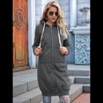 thumbnail image 4 of Sudadera con Capucha y Cremallera para Mujer, Chaqueta Informal de Larga para Otoño, Chaquetas Largas de Otoño con Bolsillos, Túnica Gris Oscuro M, 4 of 9