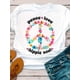 thumbnail image 1 of Girl's Short Sleeve Crew Neck T-Shirt - Peace Love Hippie Soul Graphic Print with Colorful Floral Peace Symbol, Casual Regular Fit Machine Washable Top for Summer Spring & all-Season Wear, easy C, 1 of 5
