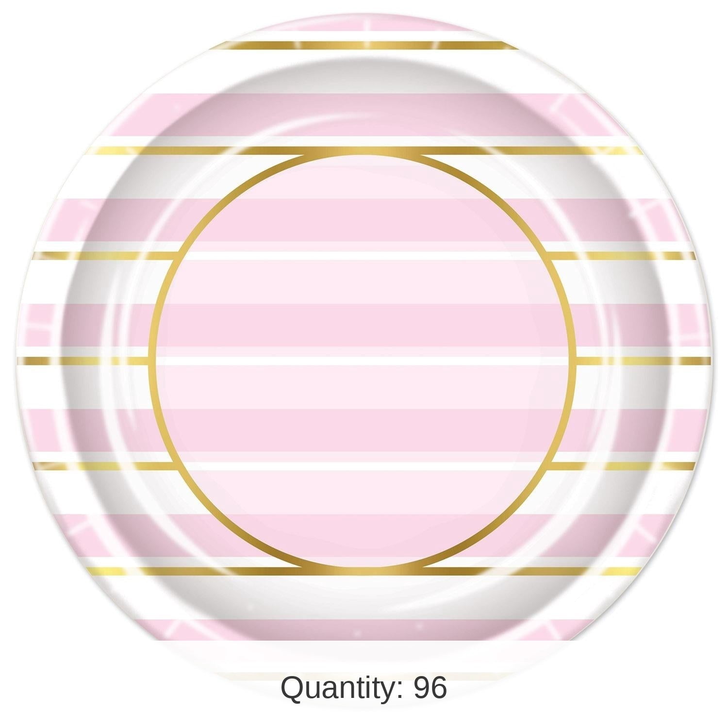 96 Pack Bulk Pink Striped Paper Plates 9 inch