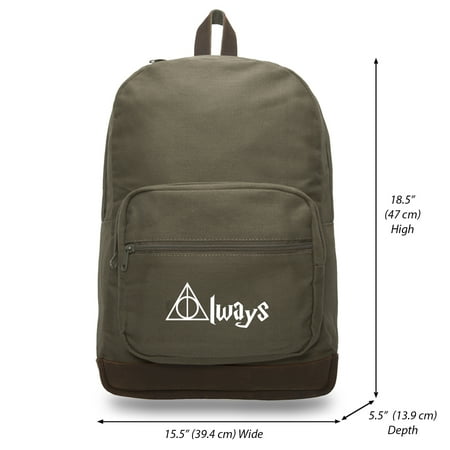 Always Harry Potter Decal Canvas Teardrop Backpack with Leather Bottom (Best Place To Shop For Backpacks)