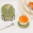 thumbnail image 3 of Yayeee 6 PCS Drink Coasters with Holder Set Woven Absorbent Round Tabletop Hot Pad, Martini with Olive, 3 of 7