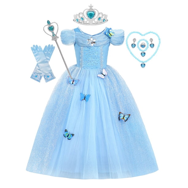 Disney Girl Cenicienta Cosplay disfraz vestir ropa niñas fiesta de Navidad vestidos de princesa niños cumpleaños boda vestido de baile 3T (etiqueta 110) Gao Jinjia LED