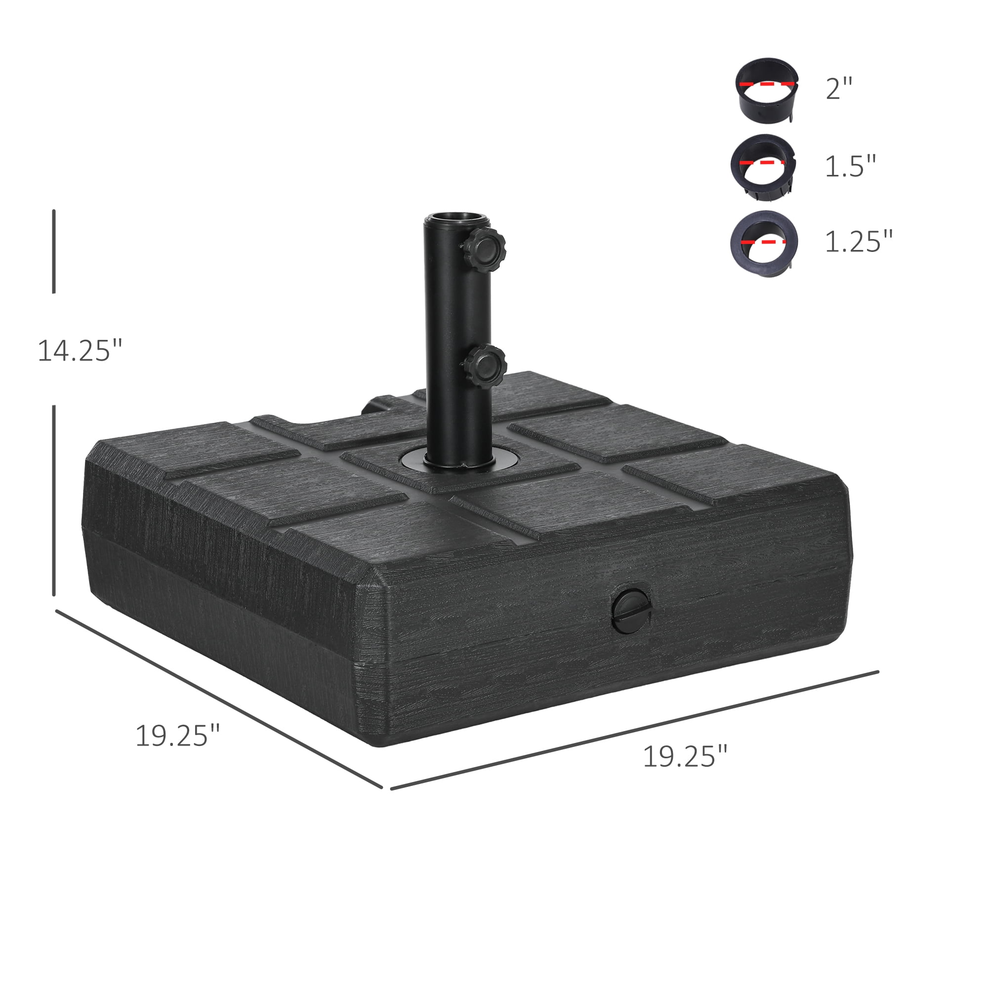 Outsunny Fillable Umbrella Base for 1.2" 1.5" 2" Umbrella Pole, Black