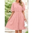 thumbnail image 4 of Vestido de verano KIRUNDO 2025, manga corta abullonada, ojales, rosa, 4 of 9